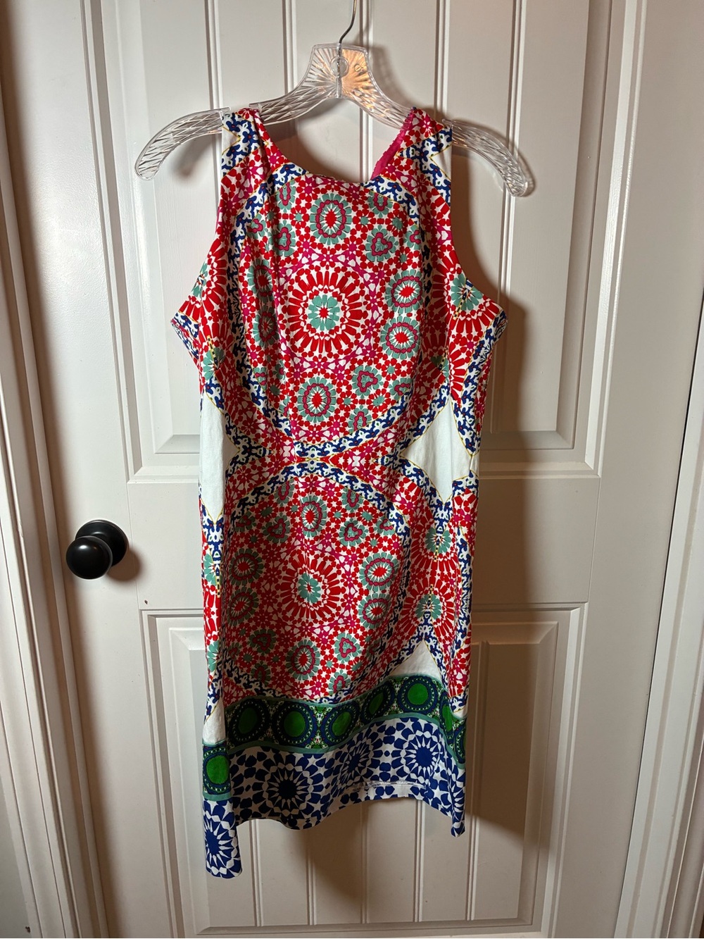London Times Red Multi-Print Sleeveless Mini Dress